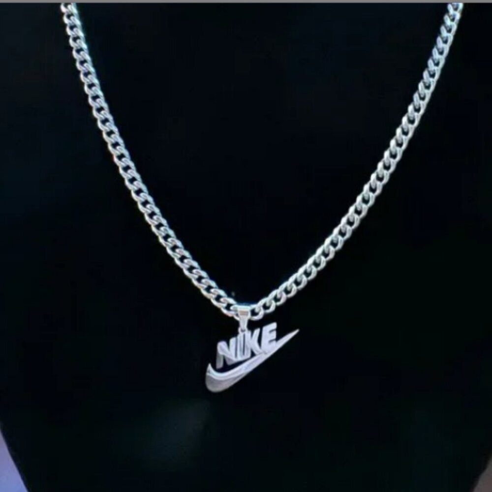 NIKE: Silver Swoosh necklace
